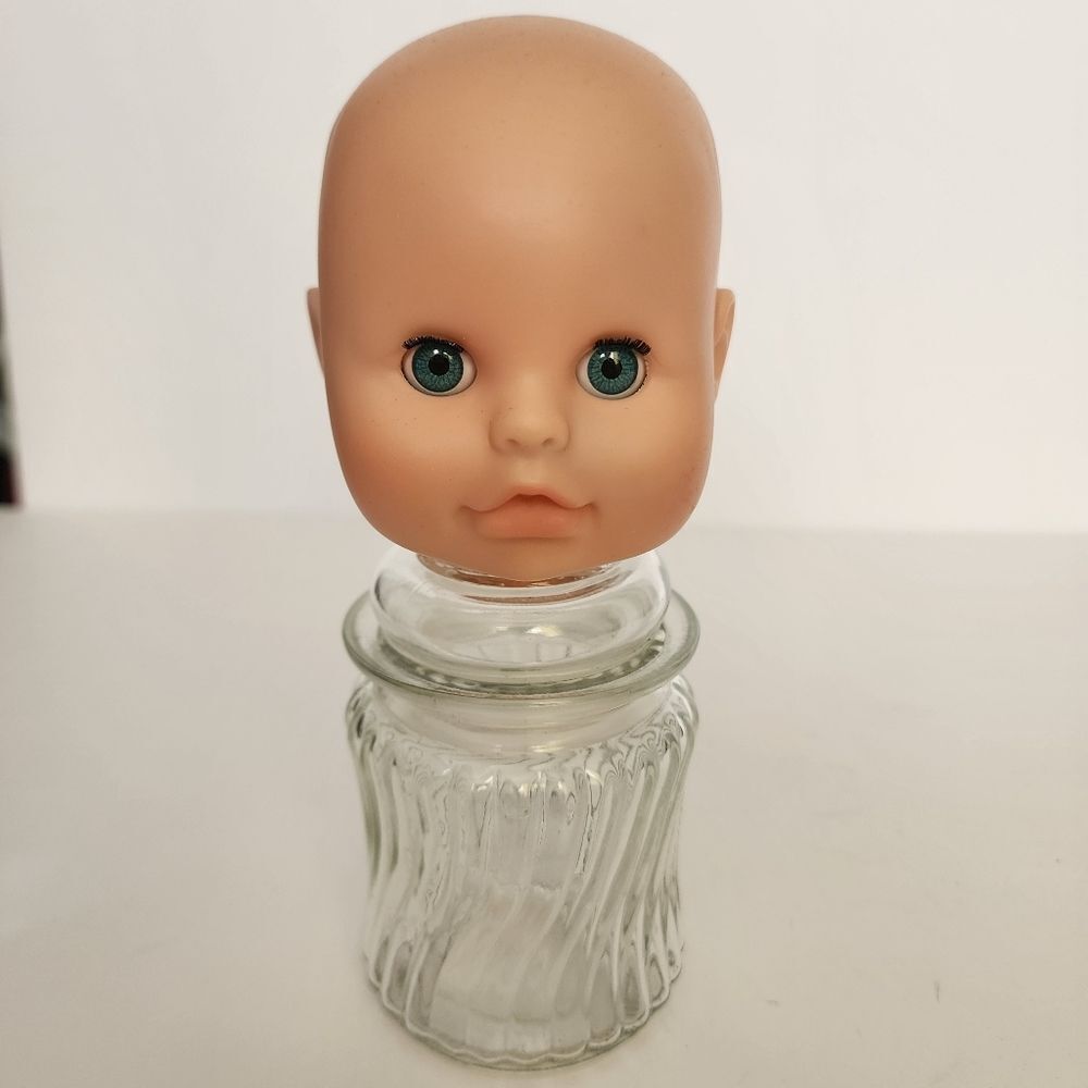 Handmade By Me Doll Head Doll Art Lidded Jar Table Decor